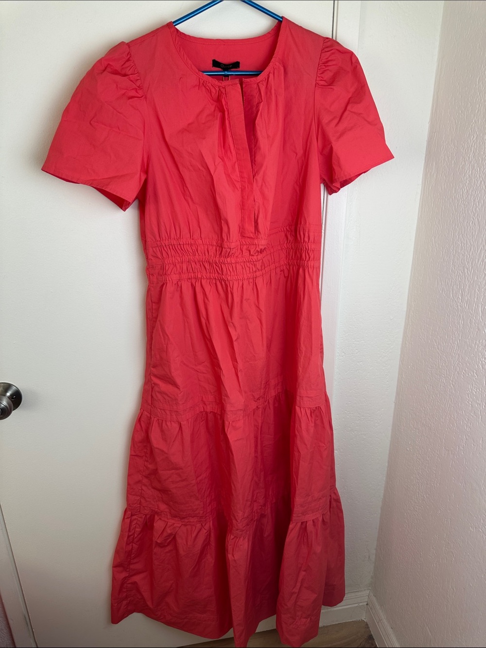 Quince Peach Red Short-Sleeve Maxi Dress